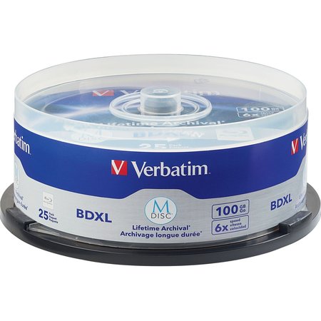 VERBATIM Verbatim, M-Disc Bdxl 100Gb 4X w/ Branded, Surface - 25/Pk Spindle 98914